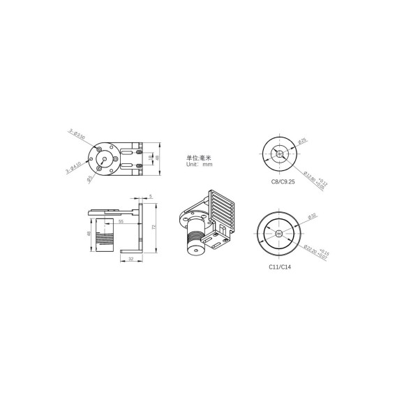 Focusing motor support plate ZWO EAF for Celestron C8 and C925
